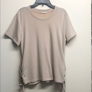Tan Lush Cropped Tee with Tie Detailing